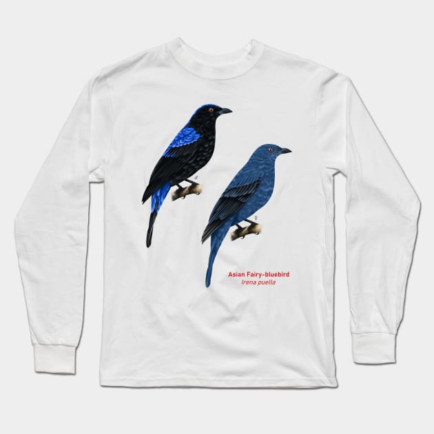 Asian Fairy-bluebird | Irena puella ⚥ Long Sleeve T-Shirt by bona 